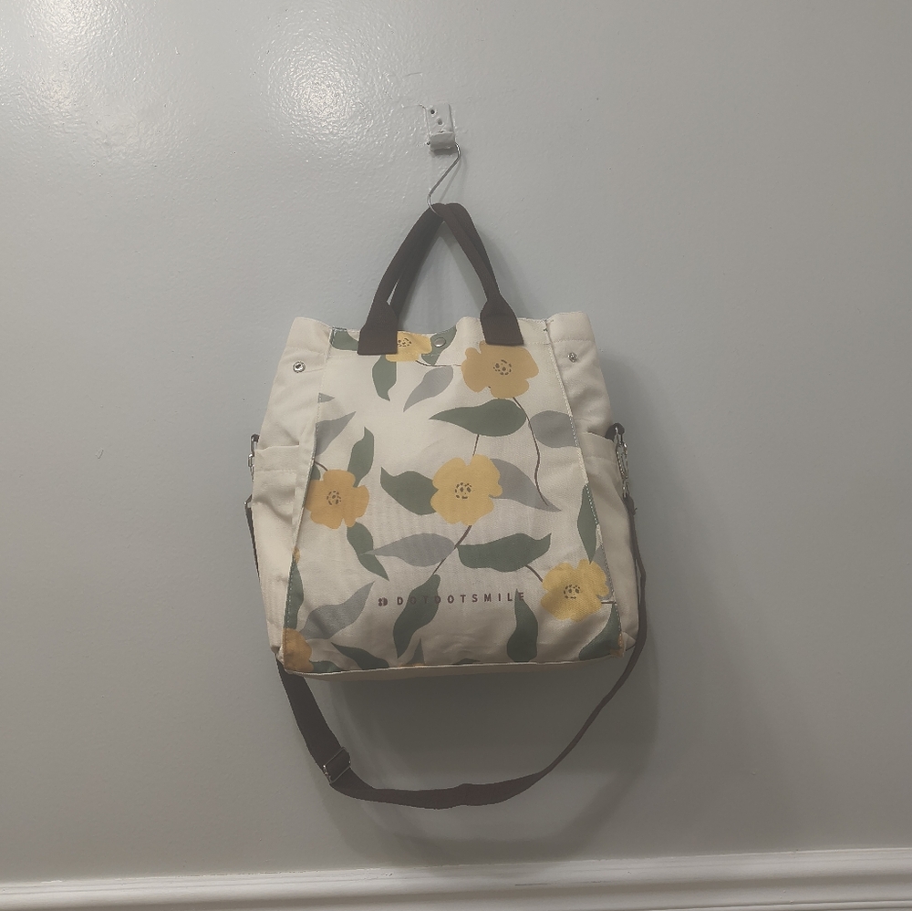 Dotdotsmile Floral Canvas Tote Bag Multicolor Work Office Summer Gym Yoga